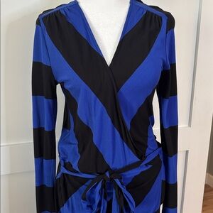Old Navy Blue and Black Chevron Long Sleeve Dress size Small